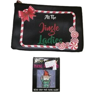 𝅺3/30$ BETSEY JOHNSON Phone Ring Stand & Pouch Christmas Bundle NWT